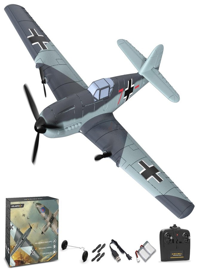 volantexrc RC Plane 3 Channel Remote Control Airplane Fighter Toys, 2.4GHz 6-axis Gyro Stabilizer RTF Glider Aircraft Plane, Easy to Fly for Adults Beginners (BF109) - Image 1